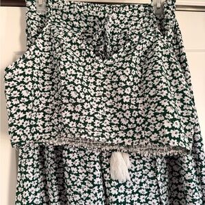 SHEIN Green & White Two Piece Pants Set